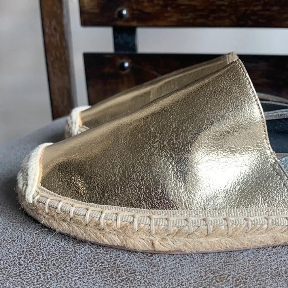 Rebecca Minkoff Gavin Gold Silver Espadrilles Sz 6.5